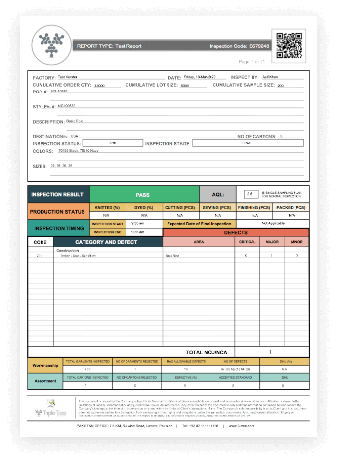 Inspection reports top